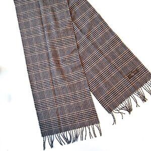 Softer than Cashmere Brown and Tan Plaid Fringed 12" x 64" scarf